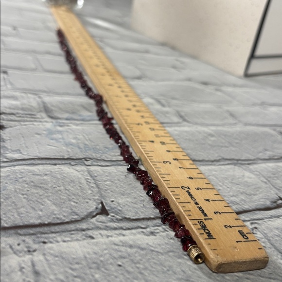 Stone Chip 16 in Necklace Garnet Gold tone Barrel Clasp Vintage - Picture 7 of 9